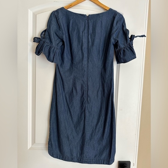J Crew Chambray Short Bell Sleeve Shift Mini Dress size XXS - Picture 3 of 9